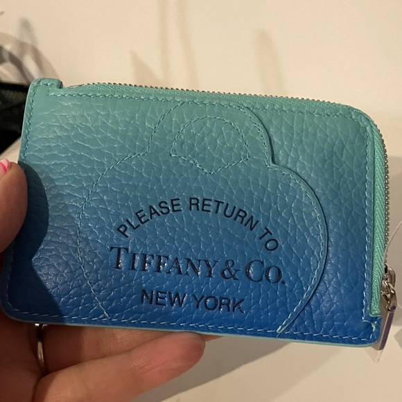 NEW Tiffany & Co. Teal ombré Leather wallet Pouch - Picture 2 of 6
